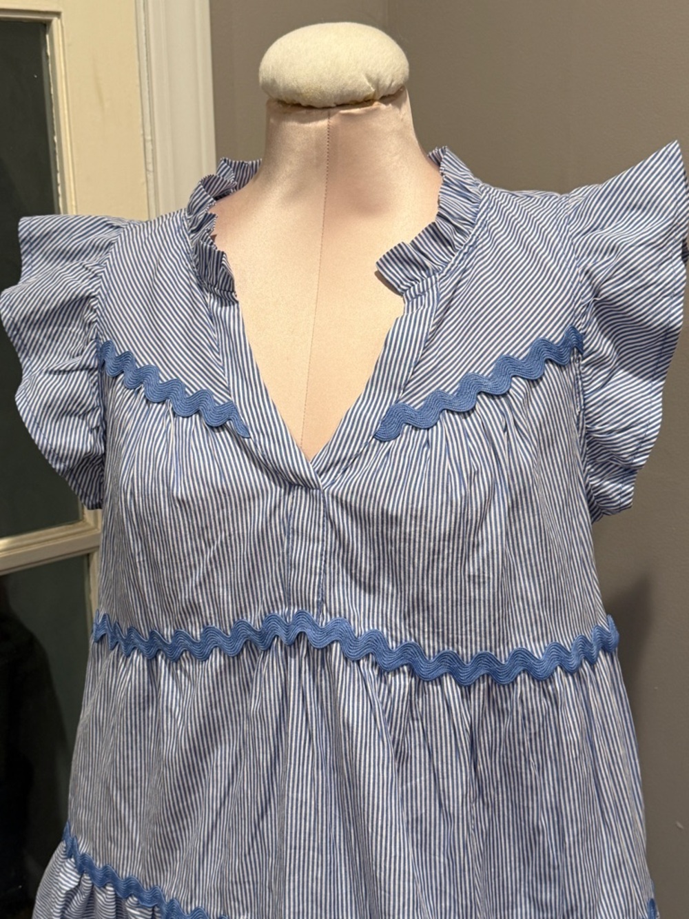 Umgee Blue and White Striped Mini Dress - Picture 5 of 11